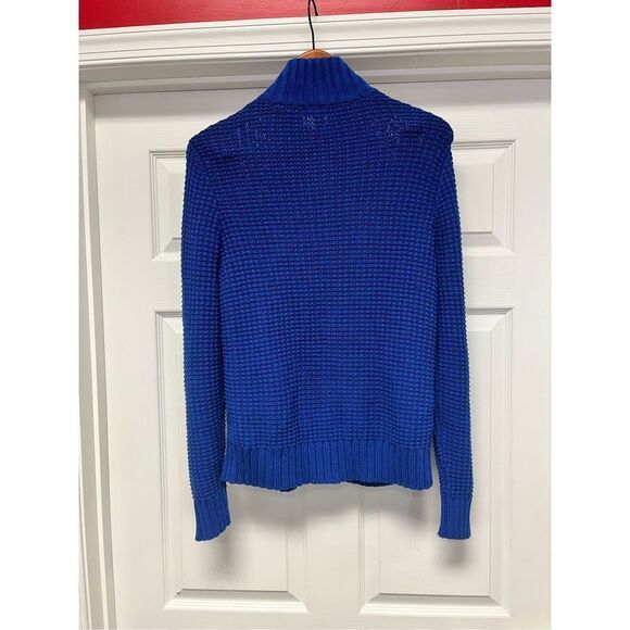 Lauren Jeans Company Royal Blue Cable Knit Zip Up Cardigan Sweater sz XL EUC - Picture 4 of 5